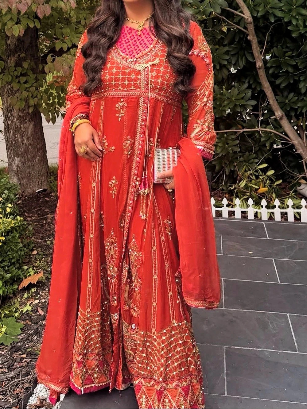 Orange Embroidered Maxi Dress